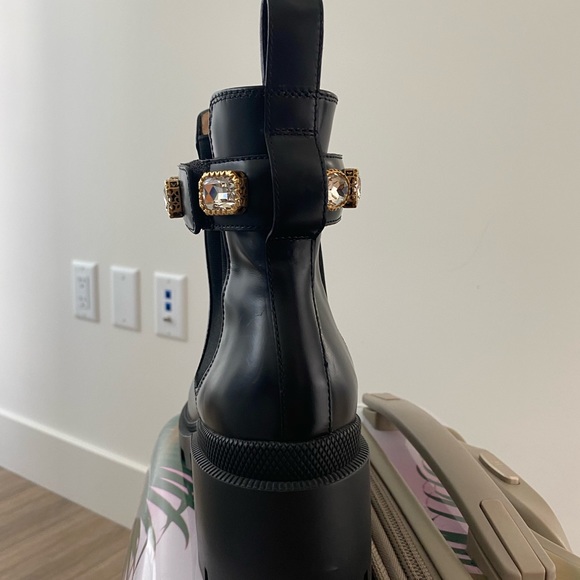 Gucci Women's Trip Embellished Block Heel Chelsea Boots 37.5 - Picture 5 of 11